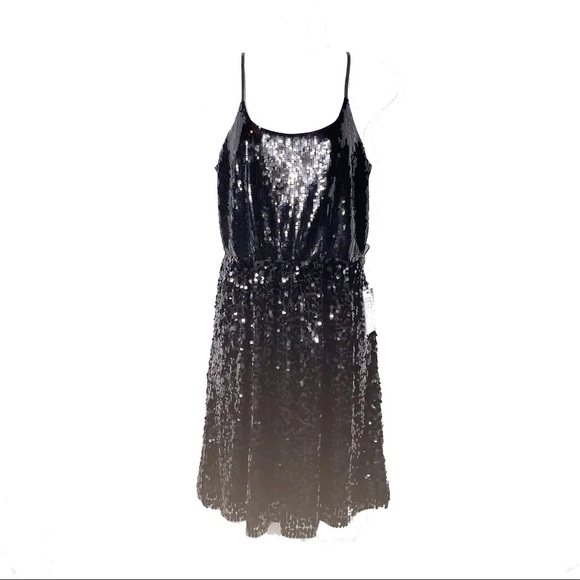 EXPRESS Black Sequin Dress with Adjustable Straps M NWT - Picture 7 of 10